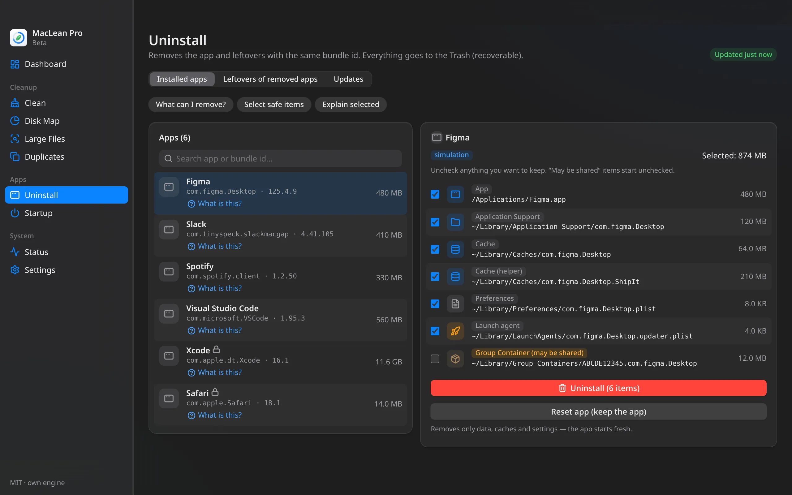 MacLean Pro — Uninstall